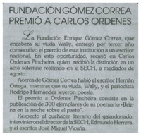 Fundación Gómez Correa premió a Carlos Ordenes