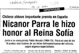 Nicanor Parra le hizo honor al Reina Sofía