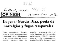 Eugenio García Díaz, poeta de nostalgias y fugas temporales