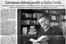 Literatura chilena perdió a Carlos Cerda