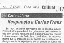 Respuesta a Carlos Franz carta abierta