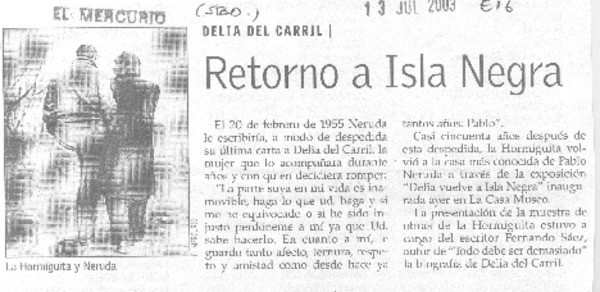 Retorno a Isla Negra Delia del Carril.