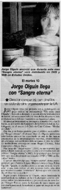 Jorge Olguín llega con "Sangre eterna".