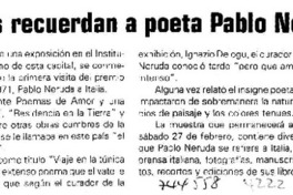 Italianos recuerdan a poeta Pablo Neruda