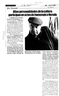 Altas personalidades de la cultura participan en actos de homenaje a Neruda