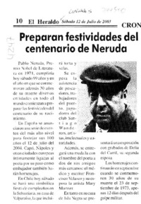 Preparan festividades del centenario de Neruda