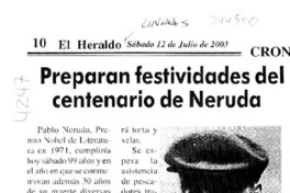 Preparan festividades del centenario de Neruda