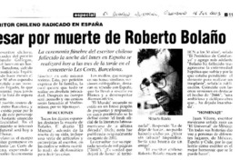 Pesar por muerte de Roberto Bolaño.