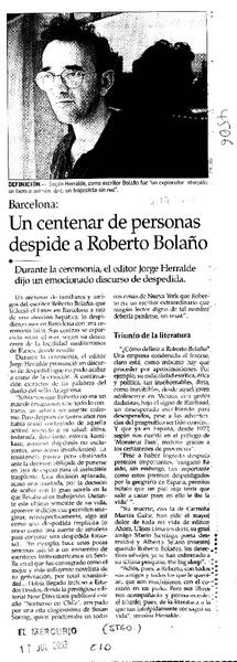 Un Centenar de personas despide a Roberto Bolaño.