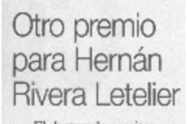 Otro premio para Hernán Rivera Letelier