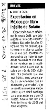 Expectación en México por libro inédito de Bolaño.