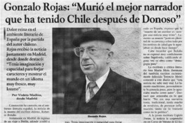 Gonzalo Rojas: "Murió el mejor narrador que ha tenido Chile después de Donoso"