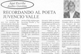 Recordando al poeta Juvencio Valle
