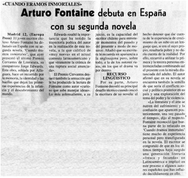 Arturo Fontaine debuta en España con su segunda novela