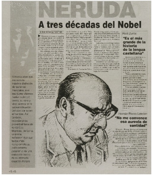 Neruda a tres décadas del Nobel