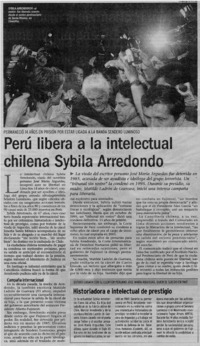 Perú libera a la intelectual chilena Arredondo, Sybila Arredondo.
