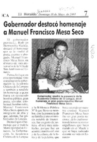 Gobernador destacó homenaje a Manuel Francisco Mesa Seco