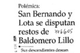San Bernardo y Lota se disputan restos de Baldomero Lillo