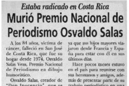 Murió Premio Nacional de Periodismo Osvaldo Salas