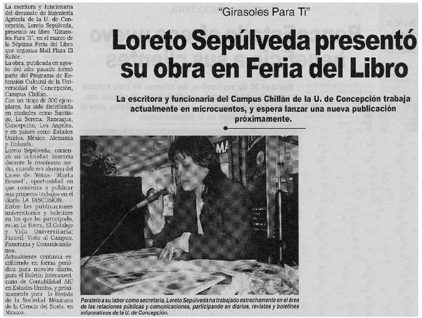 Loreto Sepúlveda presentó su obra en Feria del Libro