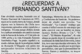 ¿Recuerdas a Fernando Santiván?