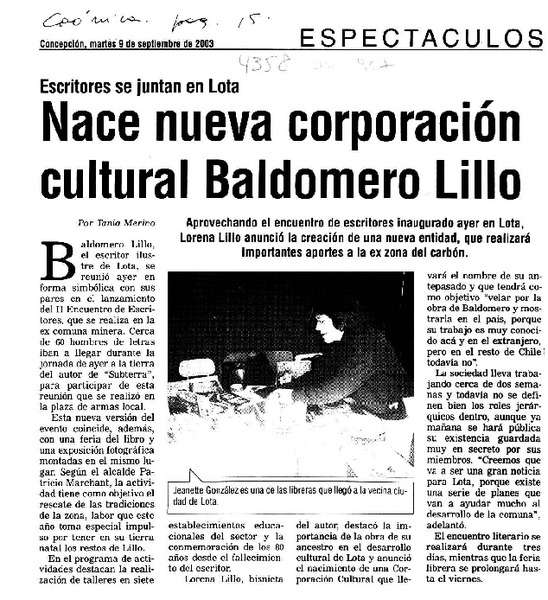 Nace nueva corporación cultural Baldomero Lillo