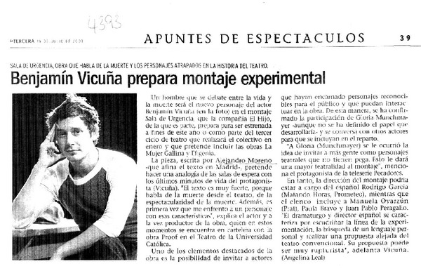 Benjamín Vicuña prepara montaje experimental.