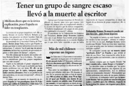 Tener un grupo de sangre escaso llevó a la muerte al escritor.