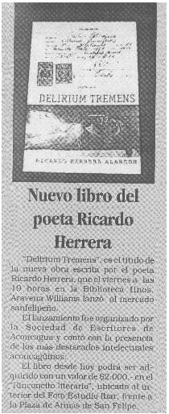 Nuevo libro del poeta Ricardo Herrera.