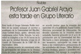 Profesor Juan Gabriel Araya esta tarde en Grupo Literario.