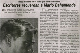 Escritores recuerdan a Mario Bahamonde.