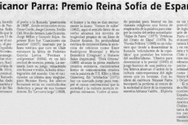 Nicanor Parra : Premio Reina Sofía de España