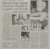 Hija de Jorge Amado recuerda amistad de su padre con Neruda