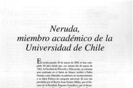 Neruda, miembro académico de la Universidad de Chile