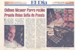 Chileno Nicanor Parra recibe Premio Reina Sofía de poesía.