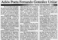 Adiós poeta Fernando González Urízar