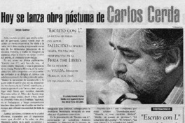 Hoy se lanza obra póstuma de Carlos Cerda