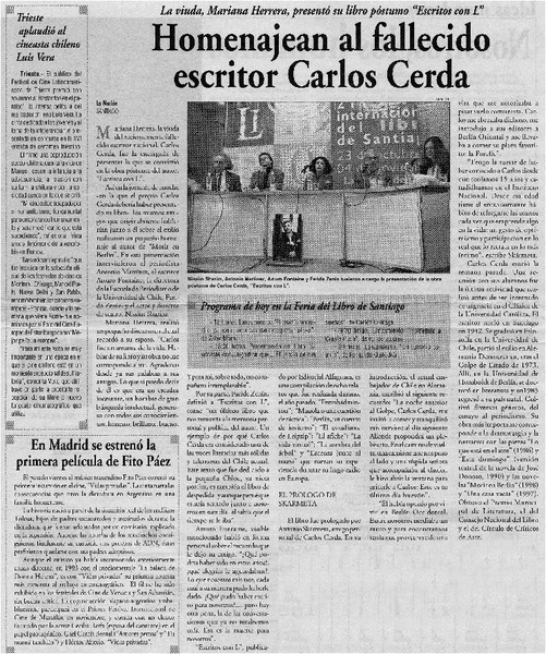Homenajean al fallecido escritor Carlos Cerda.