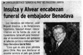 Insulza y Alvear encabezan funeral de embajador Benadava.