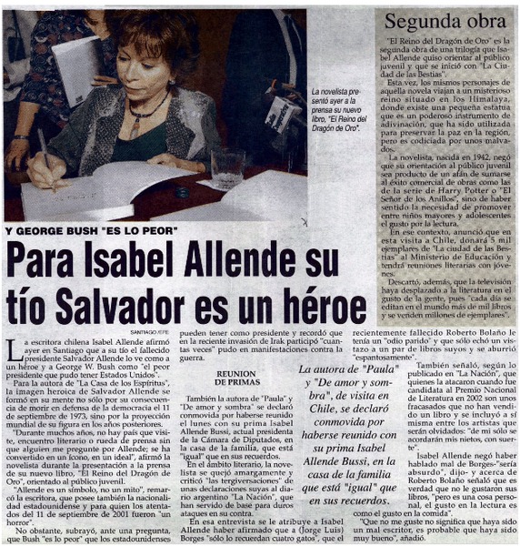 Para Isabel Allende su tío Salvador es un héroe.