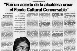 Fue un acierto de la alcaldesa crear el Fondo Cultural Concursable (entrevista)