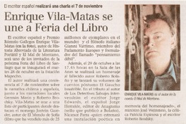 Enrique Vila-Matas se une a Feria del Libro.