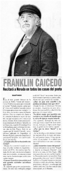 Franklin Caicedo recitará a Neruda en todas las casas del poeta: [entrevistas]