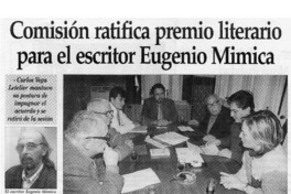 Comisión ratifica premio literario para el escritor Eugenio Mimica.