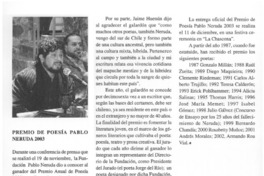 Premio de poesía Pablo Neruda 2003.