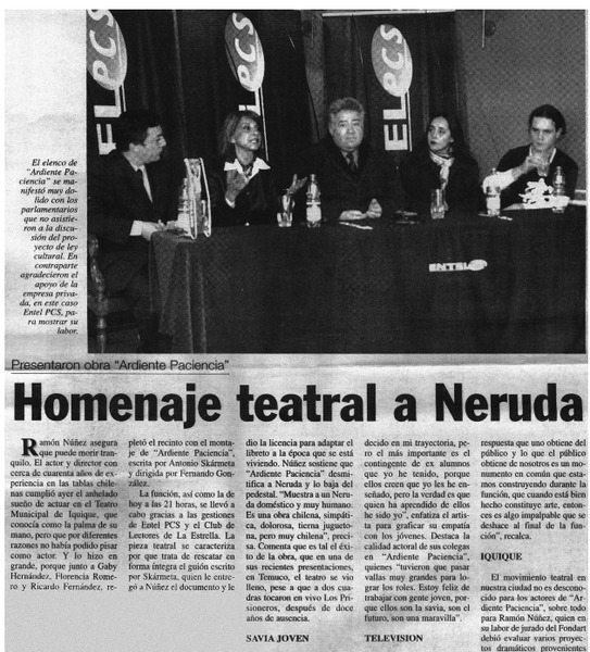 Homenaje teatral a Neruda