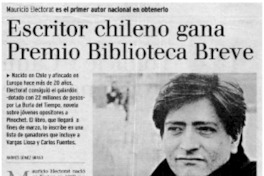 Escritor chileno gana Premio Biblioteca Breve