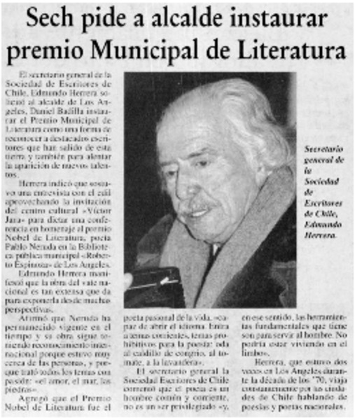 Sech pide a alcalde instaurar premio Municipal de Literatura.
