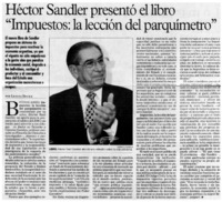 Héctor Sandler presentó el libro "Impuestos : la lección del parquímetro"