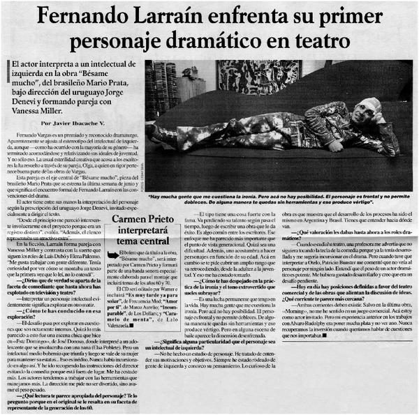 Fernando Larraín enfrenta su primer personaje dramático en teatro [entrevistas]